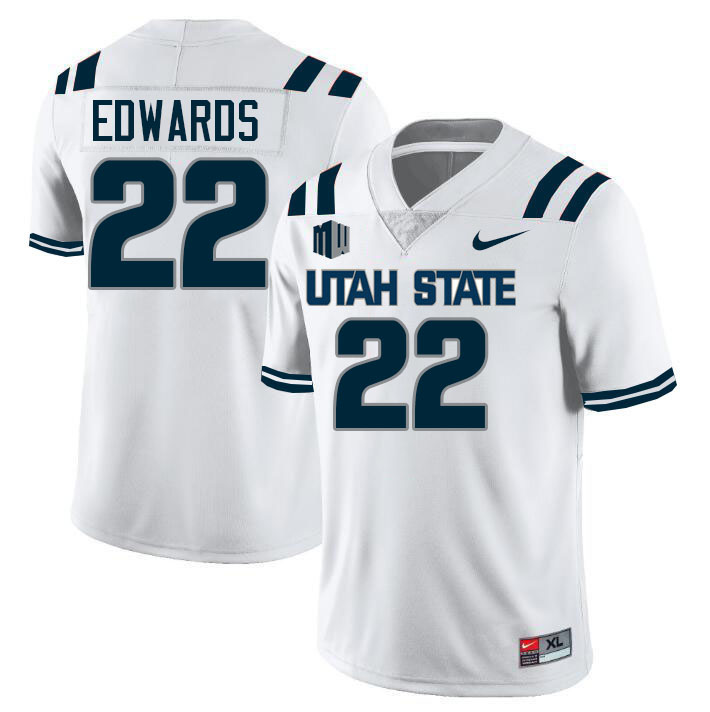 Utah State Aggies #22 Mason Edwards College Football Jerseys Stitched-White